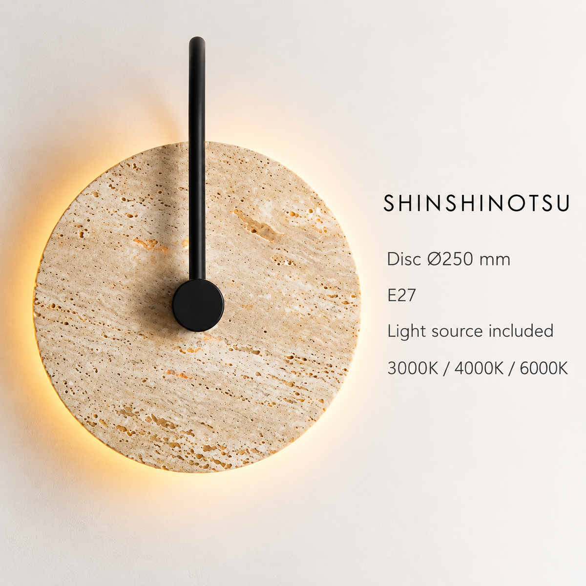KOYAMA SHINSHINOTSU travertine wall light — detail