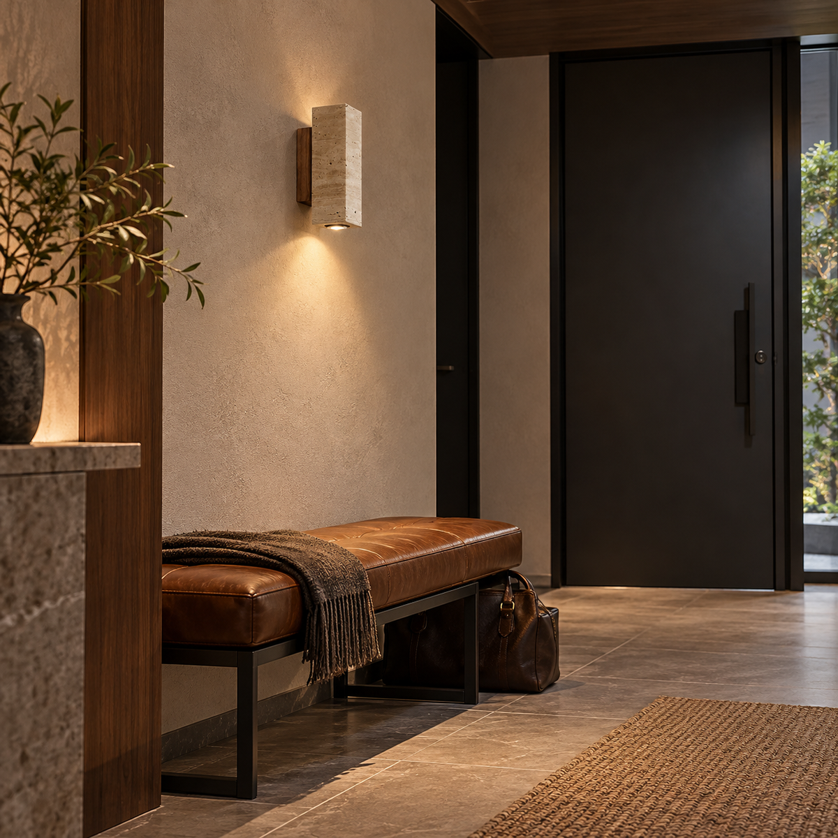 KOYAMA SHINTOKU travertine wall light — scene-a