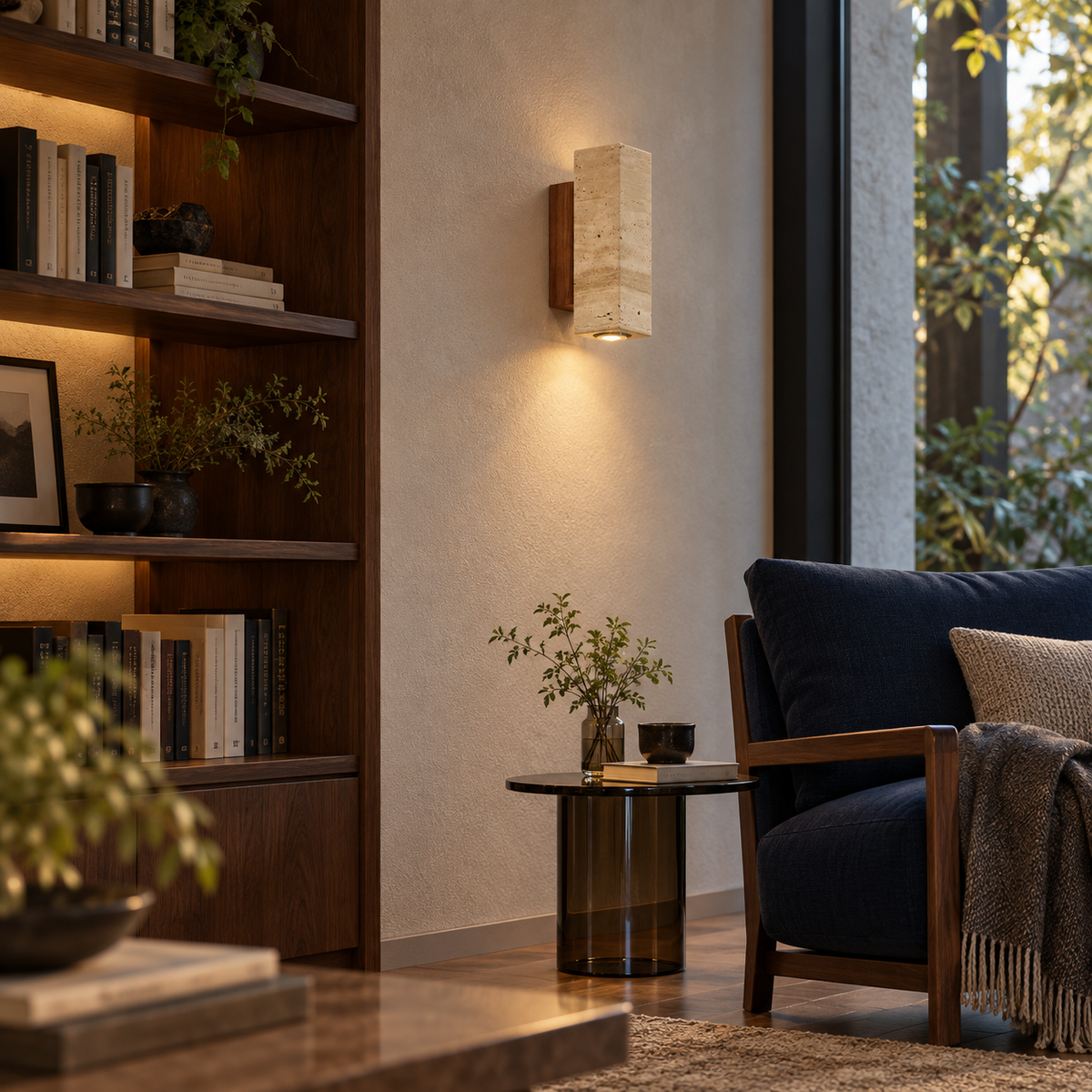 KOYAMA SHINTOKU travertine wall light — scene-b