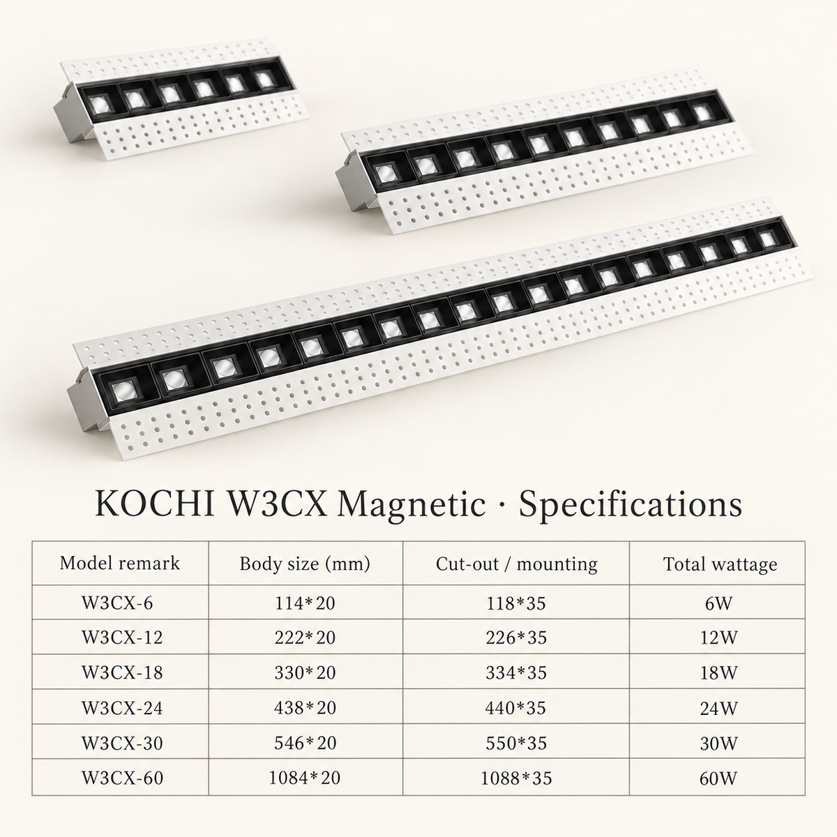 KOCHI W3CX Magnetic Linear Lighting