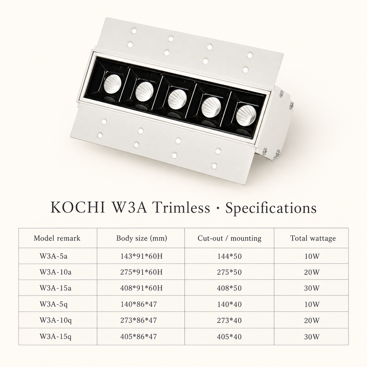 KOCHI W3A Trimless Linear Lighting