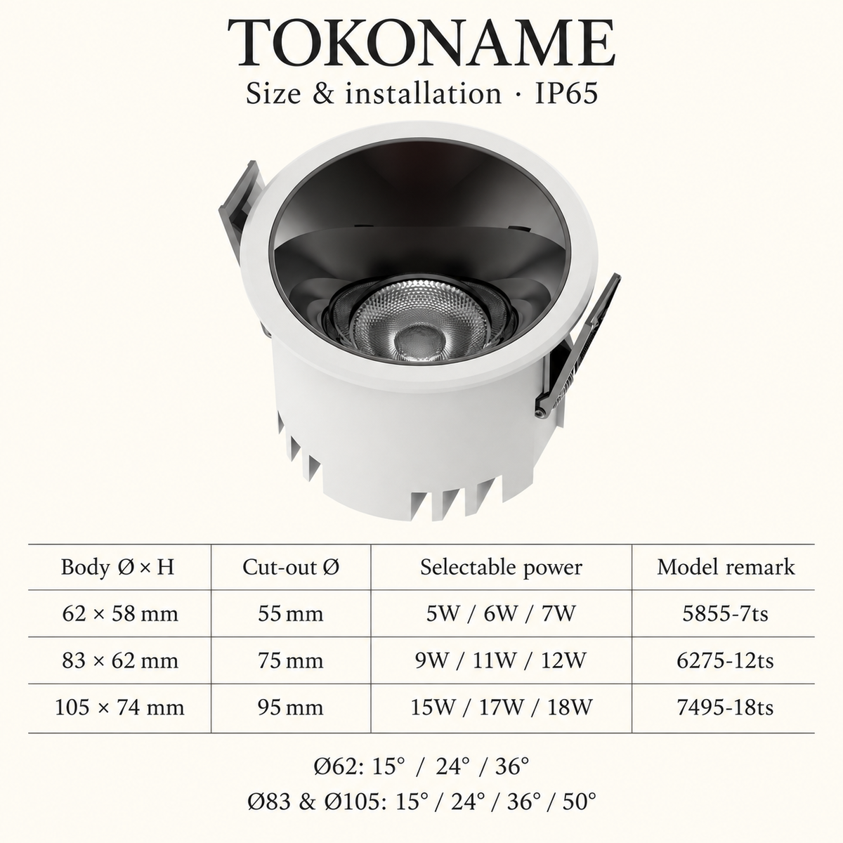 TOKONAME Recessed Downlight | IP65
