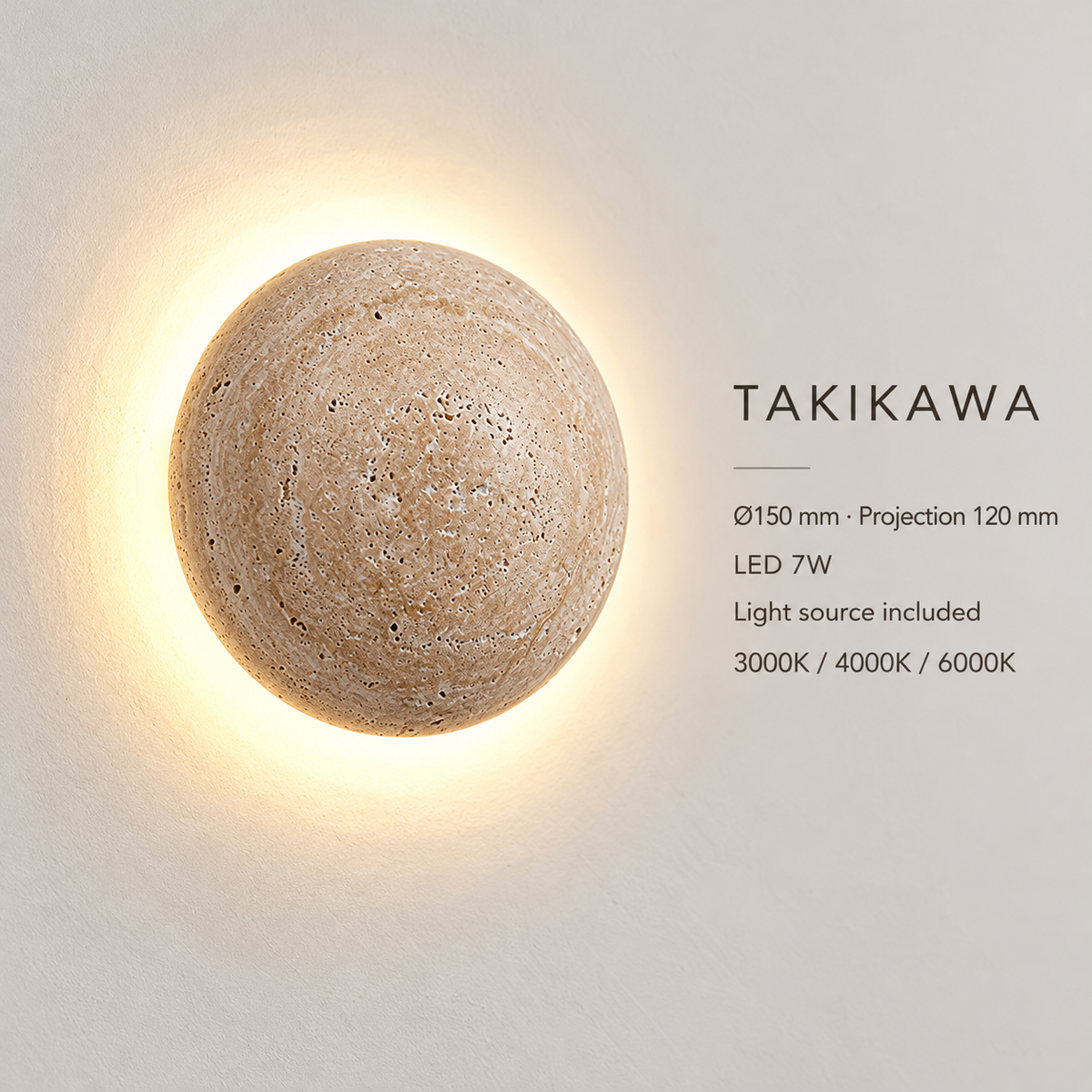 KOYAMA TAKIKAWA travertine wall light — detail