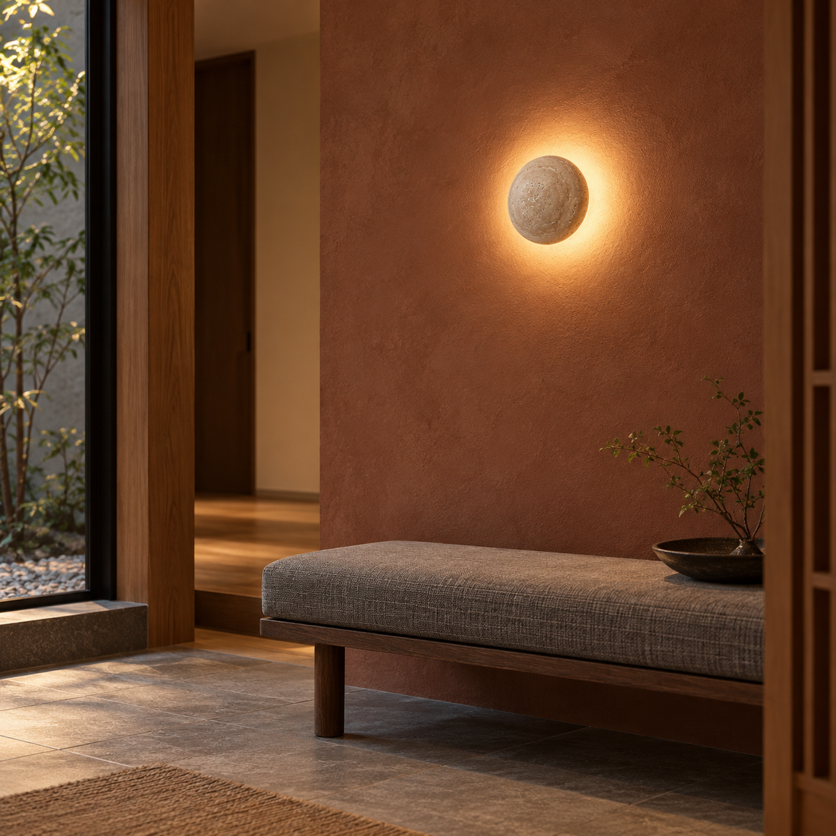 KOYAMA TAKIKAWA travertine wall light — scene-b