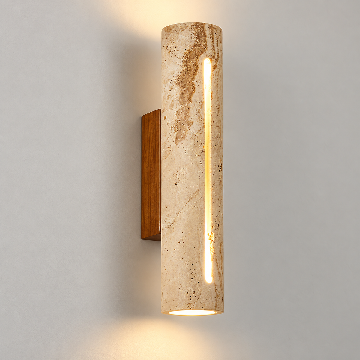 KOYAMA TOMAKOMAI travertine wall light — hero