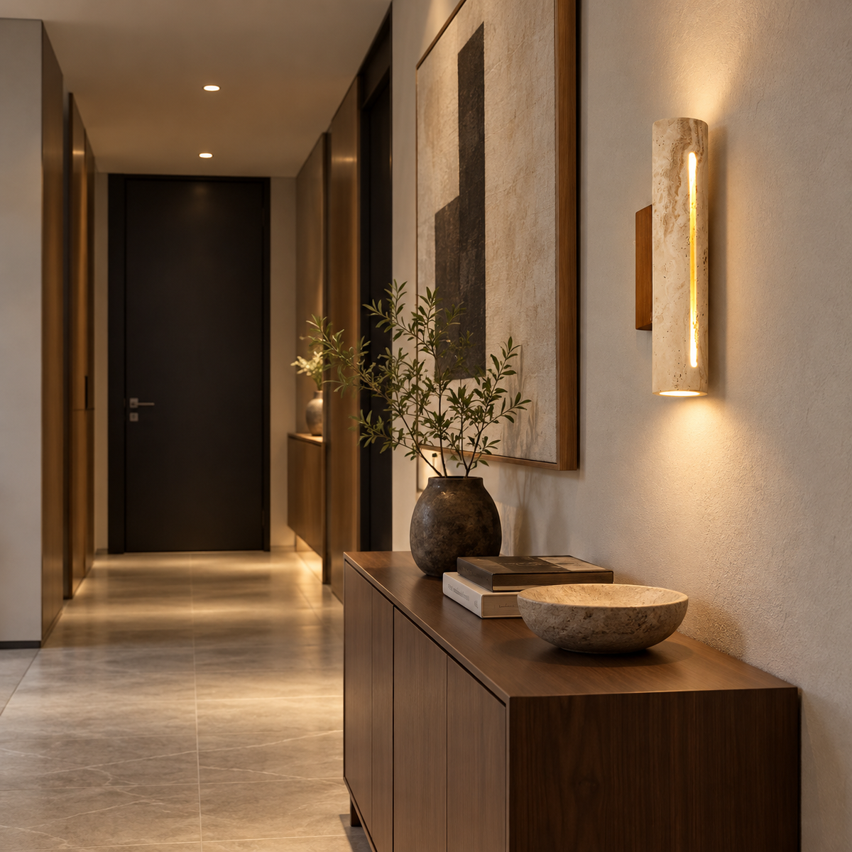 KOYAMA TOMAKOMAI travertine wall light — scene-a