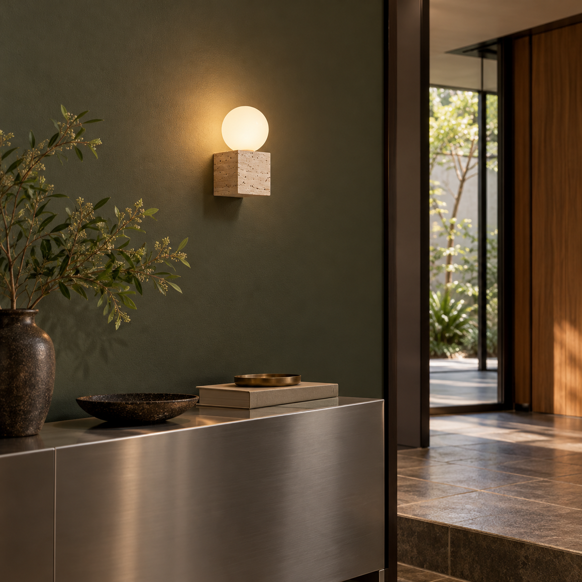 KOYAMA TOYOURA travertine wall light — scene-b