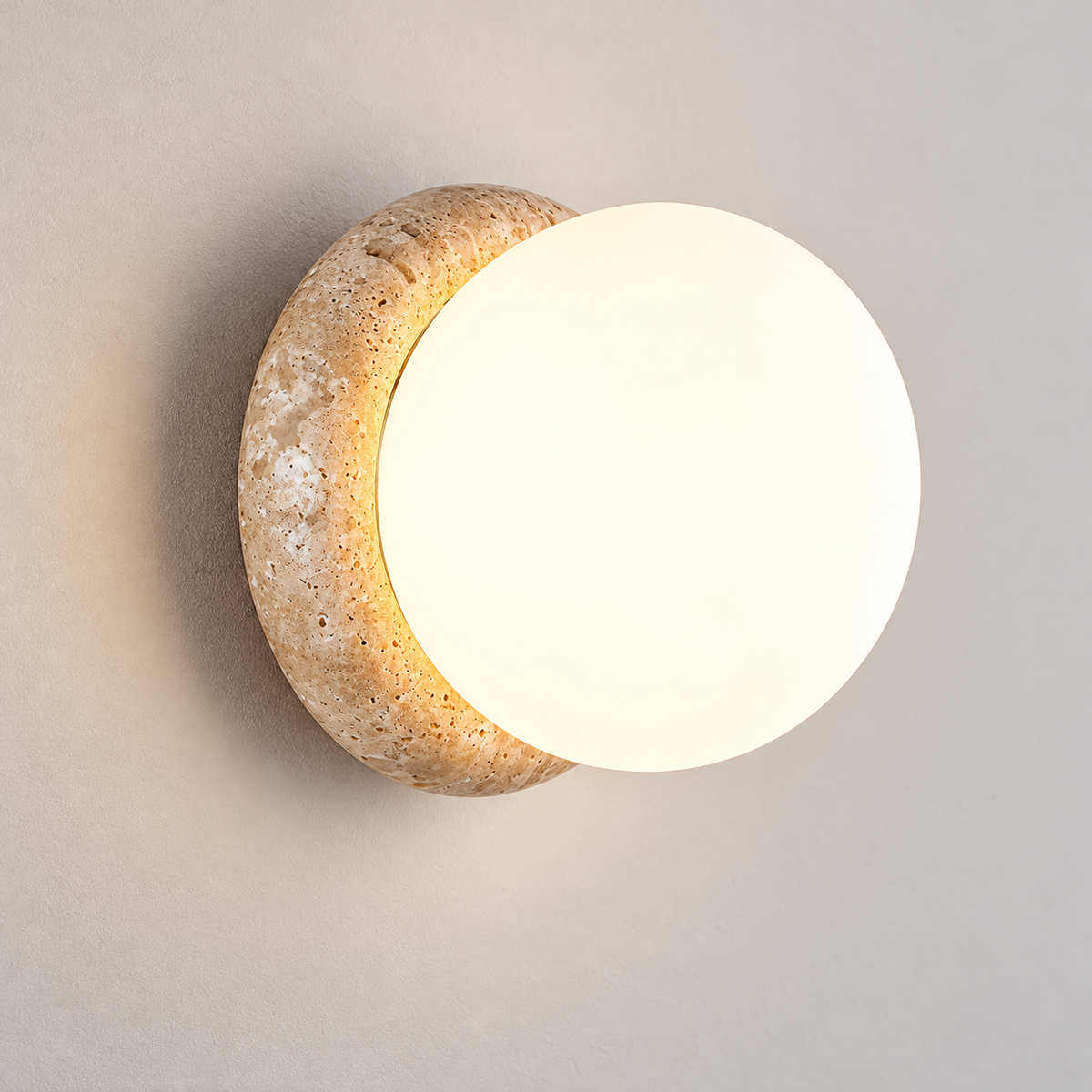 KOYAMA TSUBETSU travertine wall light — hero