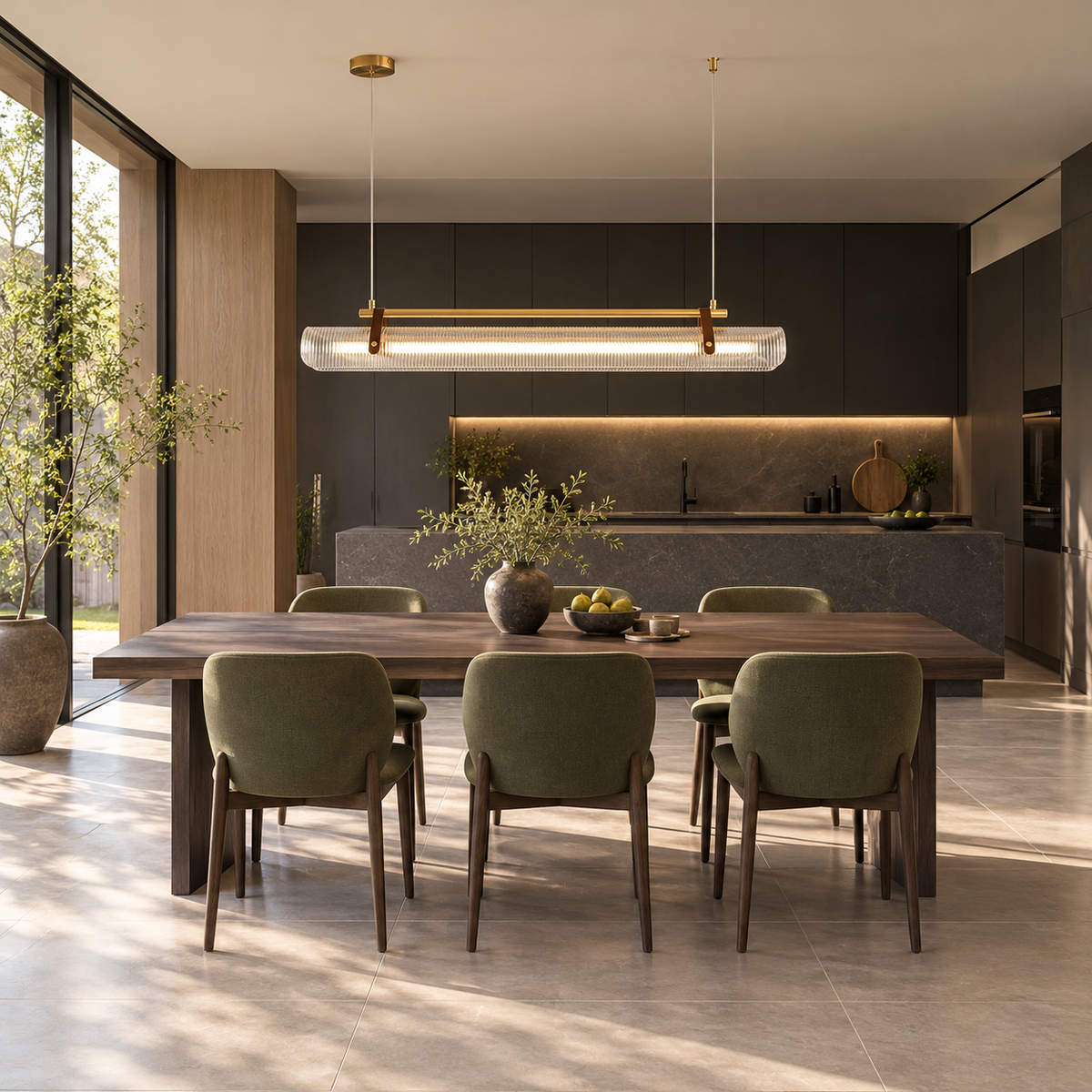 KOYAMA TSUKIGATA linear pendant light - scene-dining