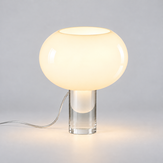 UTAZU hero with thick clear glass base and short translucent inner form